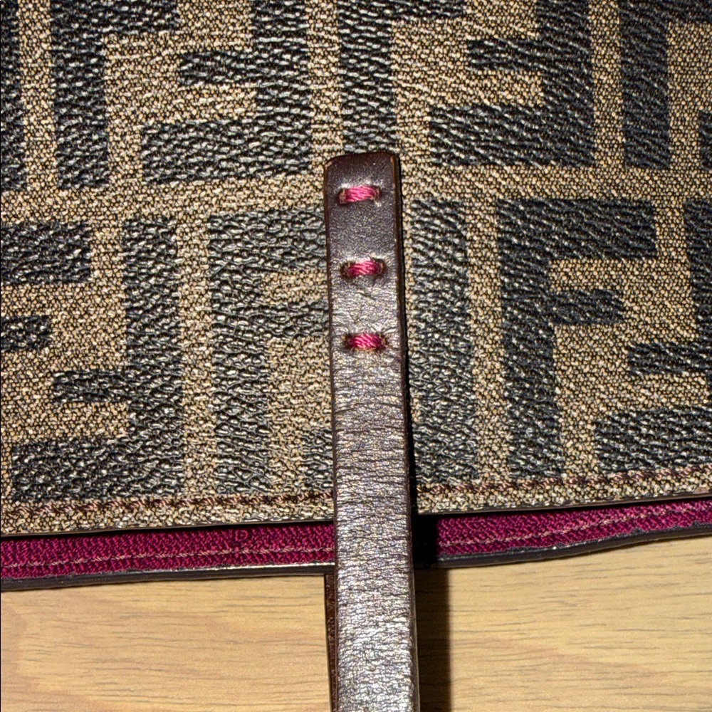 Fendi Brown Zucca Coated Cancas FF Logo Tote with Plum Trim - Picture 8 of 17